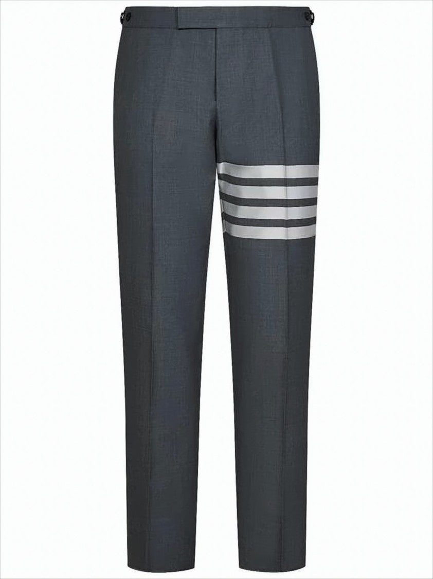 Thom Browne Tailored Suit Pants With Horizontal Stripes And Adjustable Side Detail
