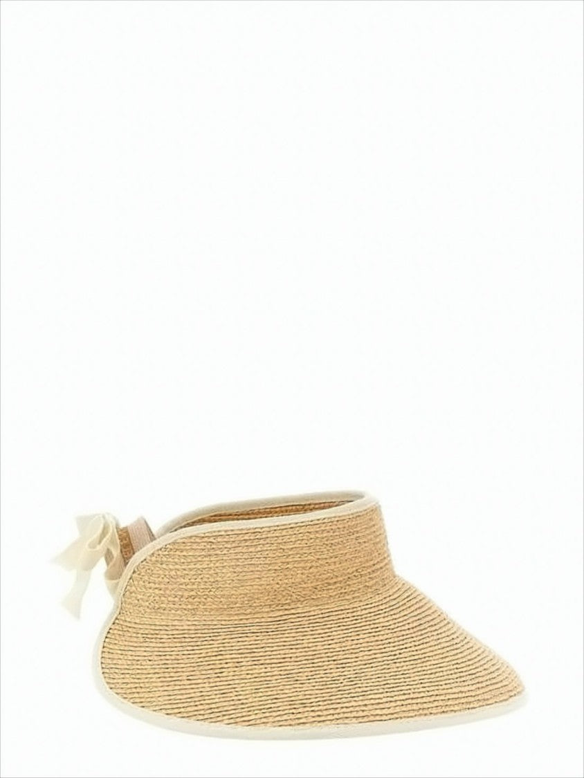 Helen Kaminski Wide-Brimmed Raffia Visor Hat With Bow Detail