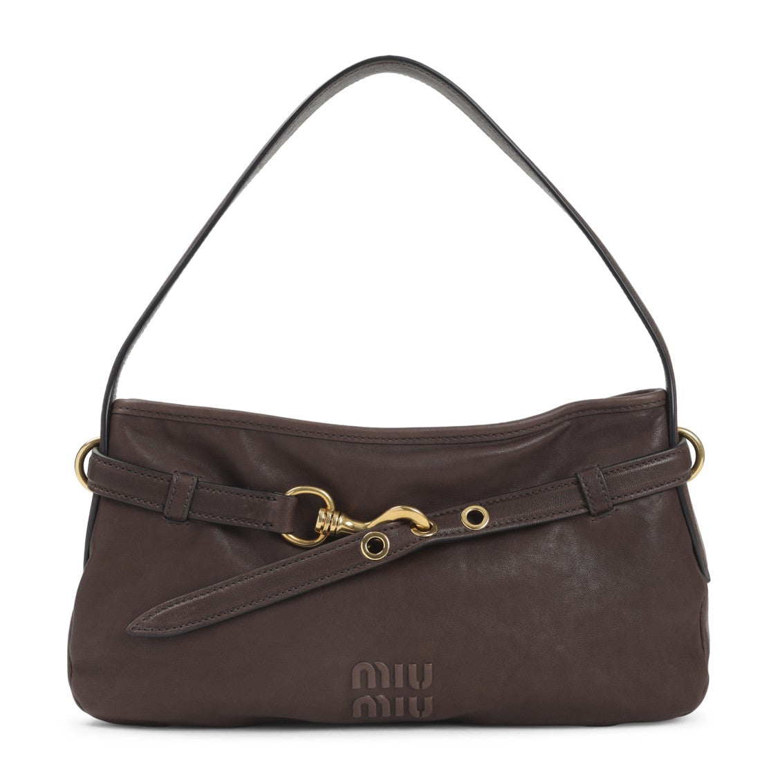 Miu Miu Brown Lamb Leather Aventure Shoulder Bag