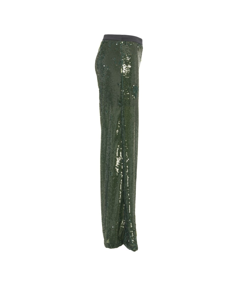 Jucca Sequined Wide-Leg Palazzo Pants With Elastic Waistband