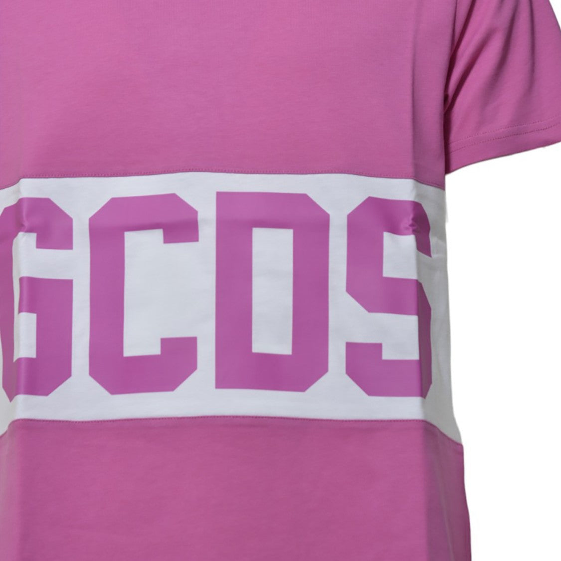 Gcds Pink Band Logo Cotton T-Shirt