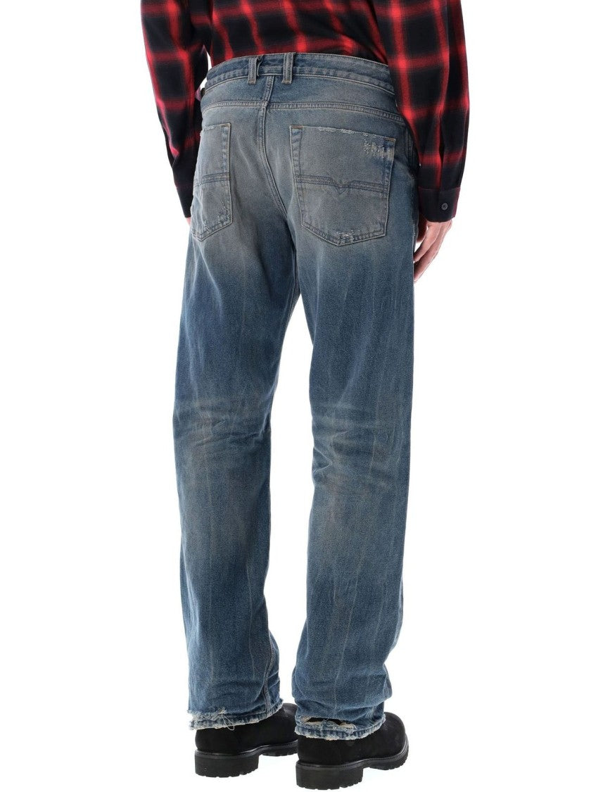 Diesel Faded Blue Relaxed-Fit Jeans With Distressing And Whiskering