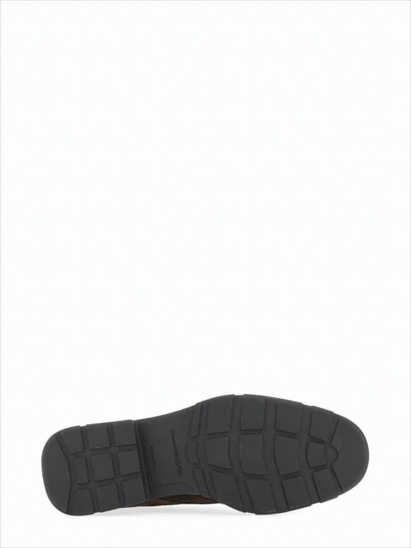 Alexander Mcqueen Minimalist Lace-Up Brown Suede Boots With Rubber Sole