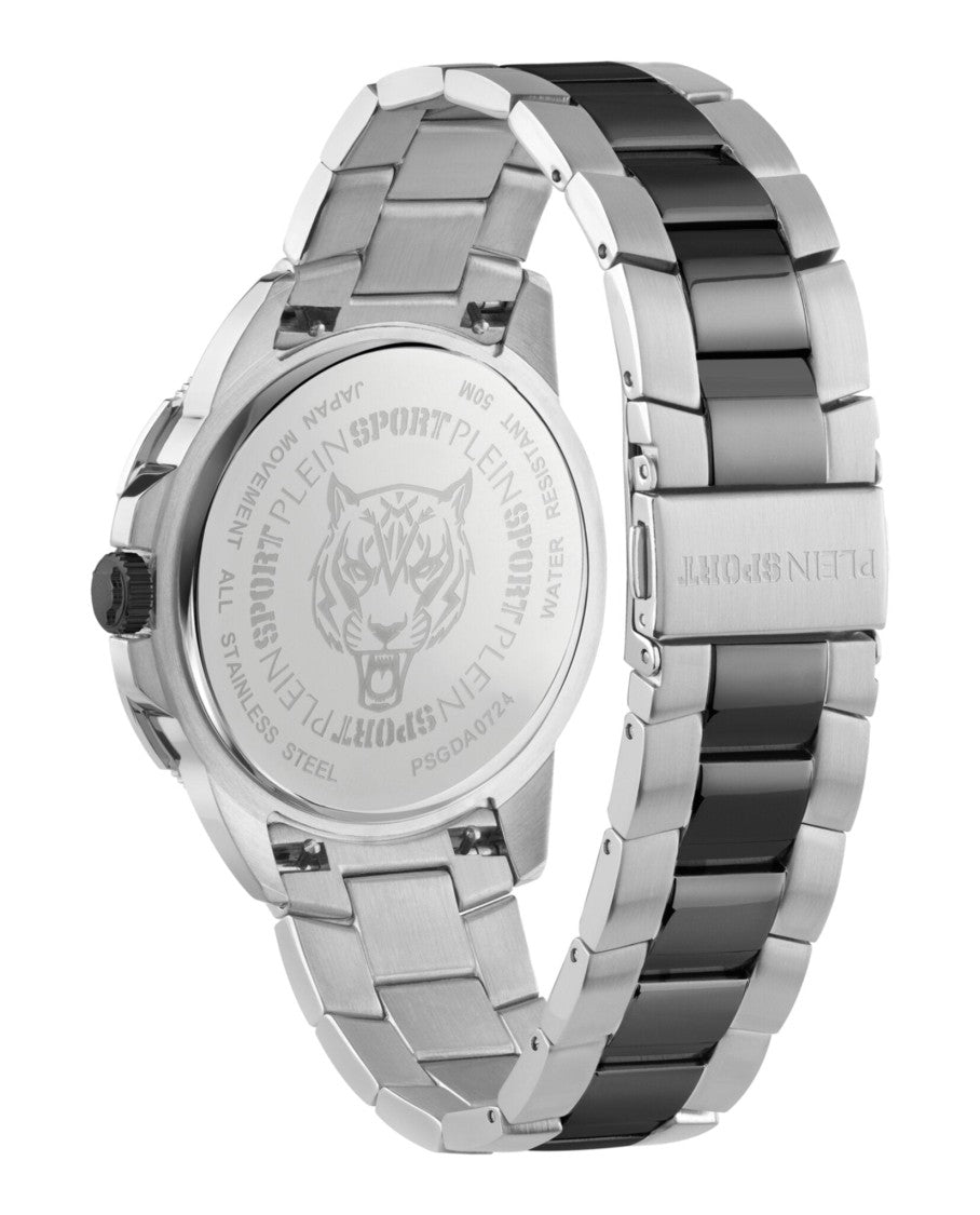 Plein Sport Two-Tone Bracelet Watch With Black Enamel Dial