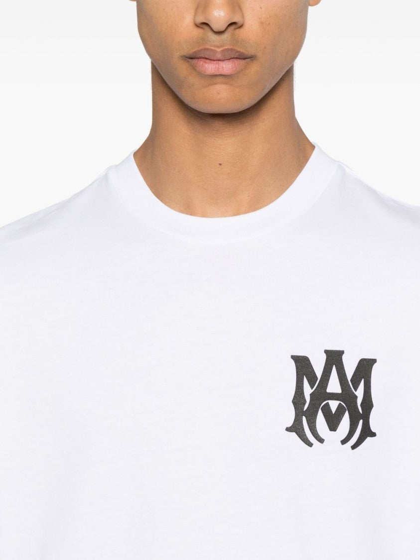 Amiri White Cotton T-Shirt With Bold Logo Accents