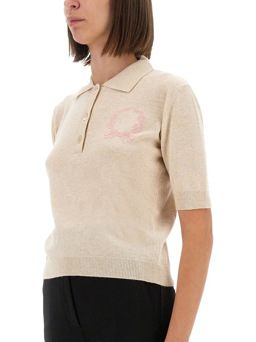 Moschino Wool Polo Shirt With Classic Collar And Logo