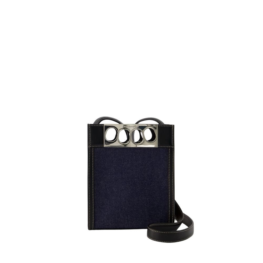 Alexander Mcqueen Mini Tote Bag - Leather - Denim/Black