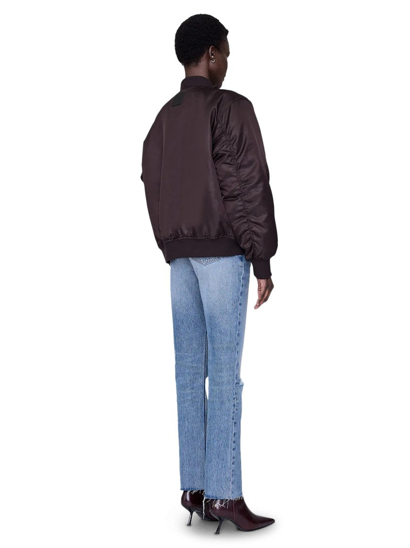 Anine Bing Deep Brown Bomber Jacket With Ribbed Details