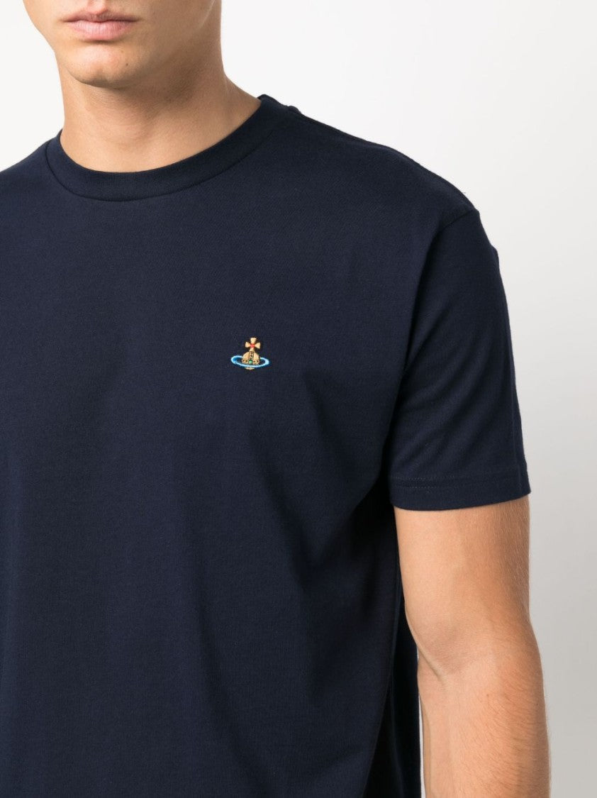 Vivienne Westwood Prussian Blue Organic Cotton T-Shirt With Signature Orb Logo