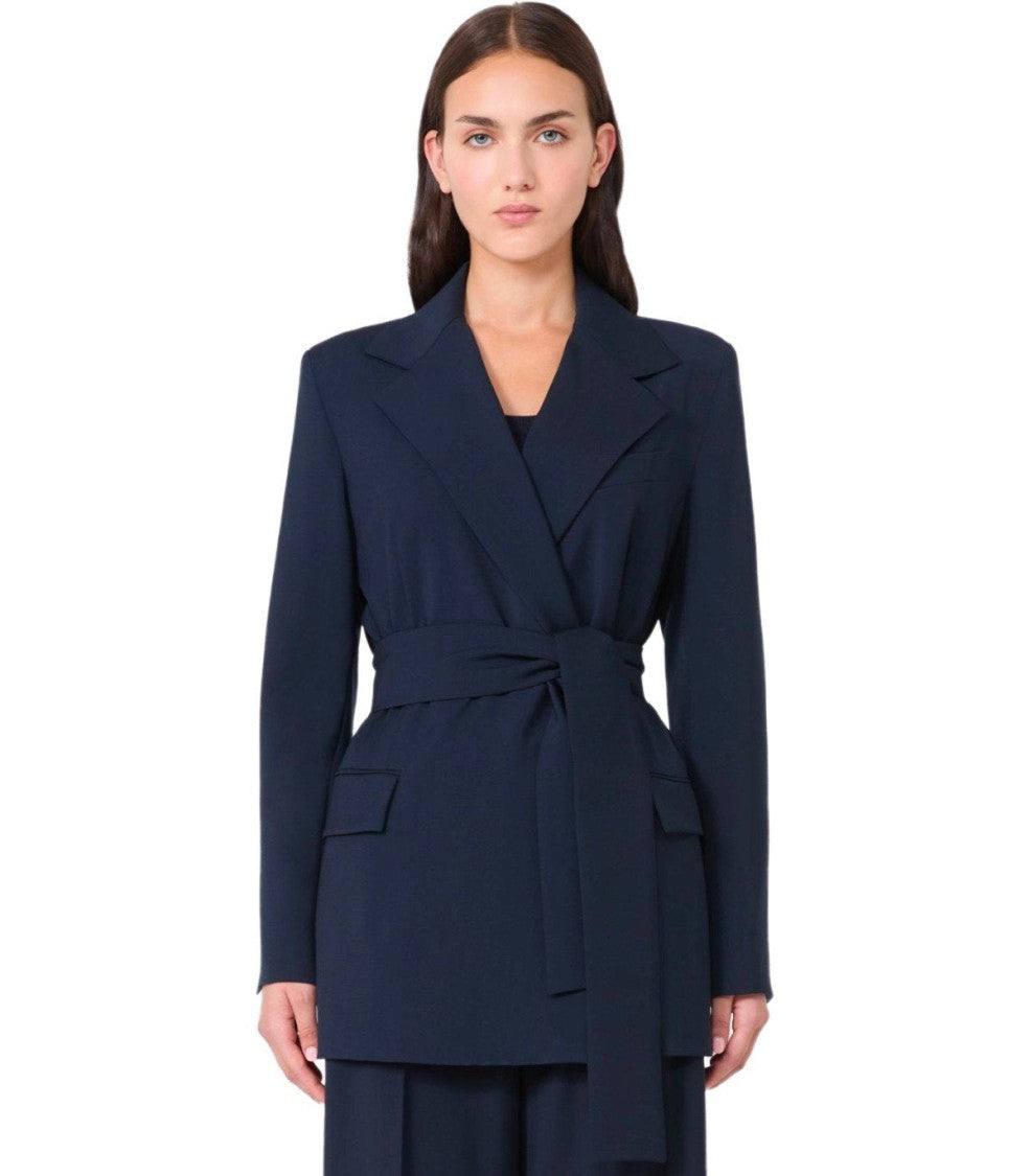 Max Mara Teso Blue Belted Blazer