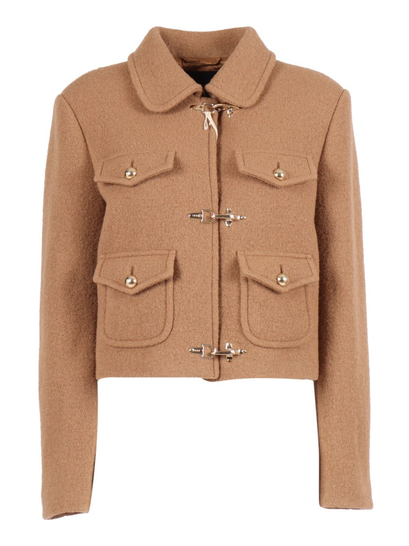Fay Structured Wool Jacket With Hook Closures