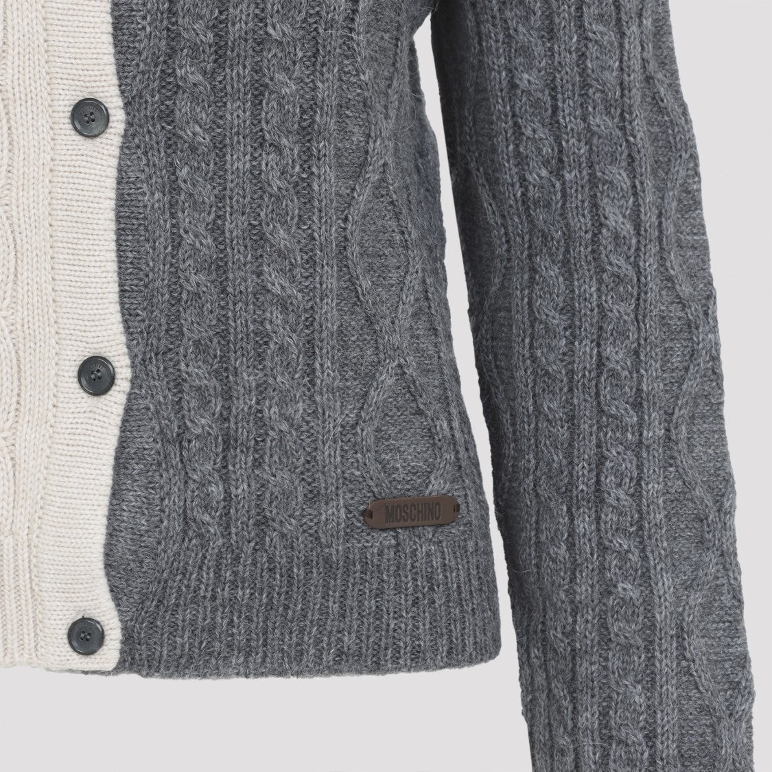 Moschino Bicolor Grey Wool Cardigan