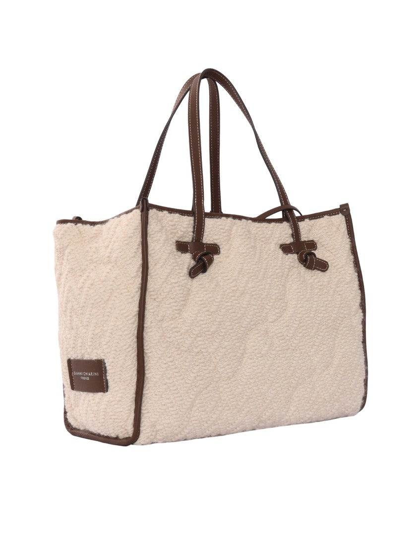 Gianni Chiarini Structured Handbag In Fabric And Leather