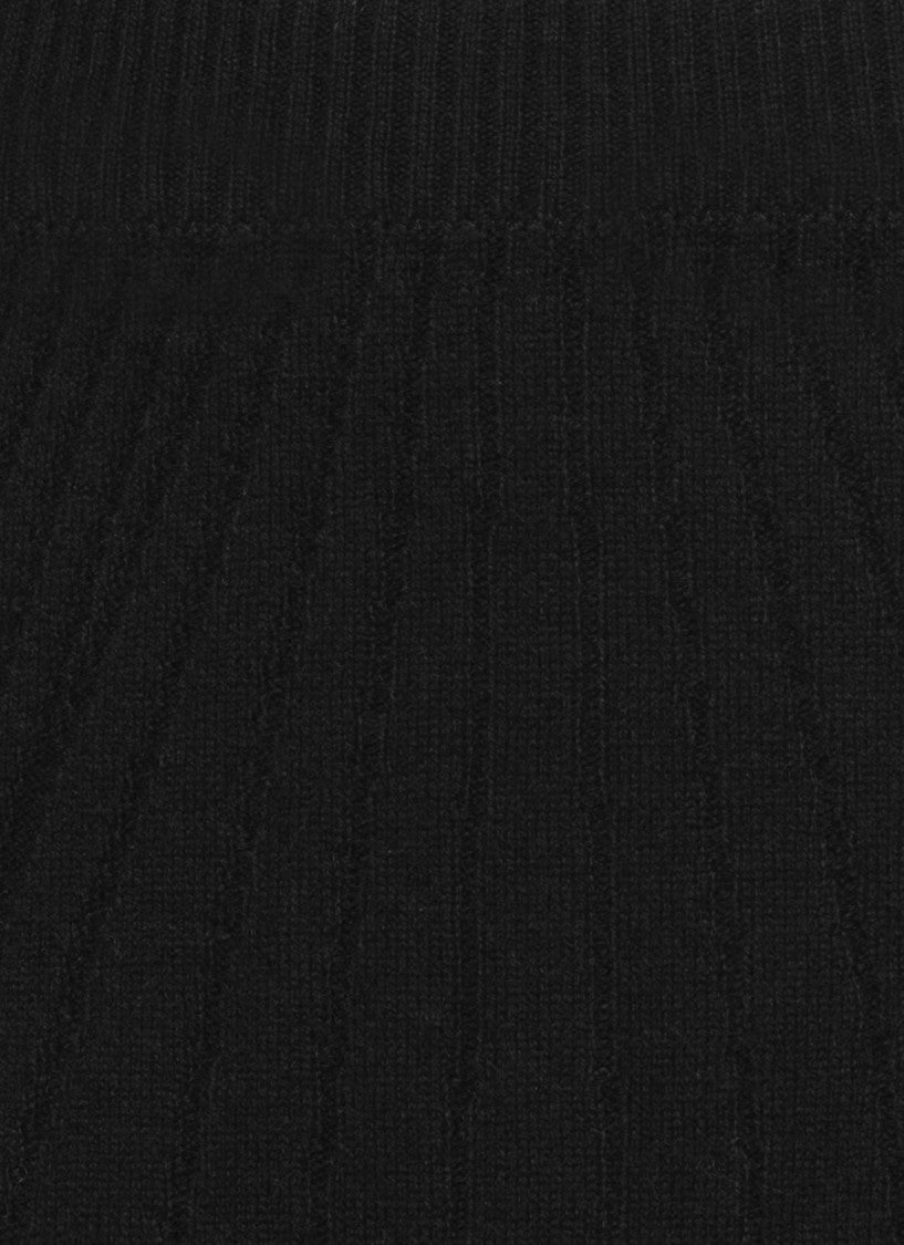 D. Exterior Black Cashmere And Wool Skirt