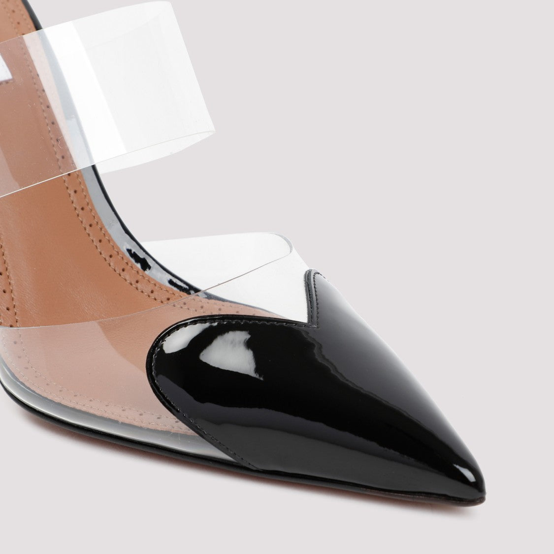 Alaïa Bi-Material Heart Detail Mules With Pointed Toe