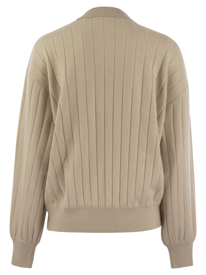Brunello Cucinelli Cashmere V-Neck Sweater With Necklace