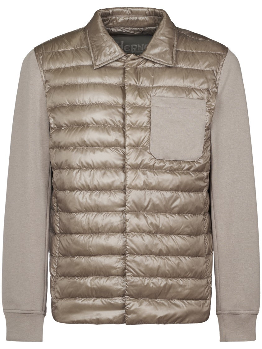 Herno Quilted Front Jacket With Smooth Sleeves