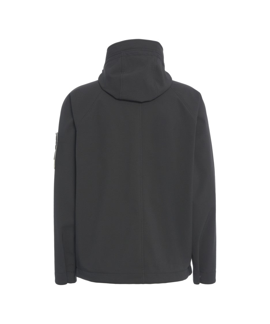 Stone Island Technical Black Jacket With High Collar