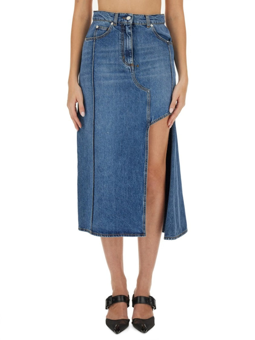 Alexander Mcqueen Pencil Skirt With Cut-Out