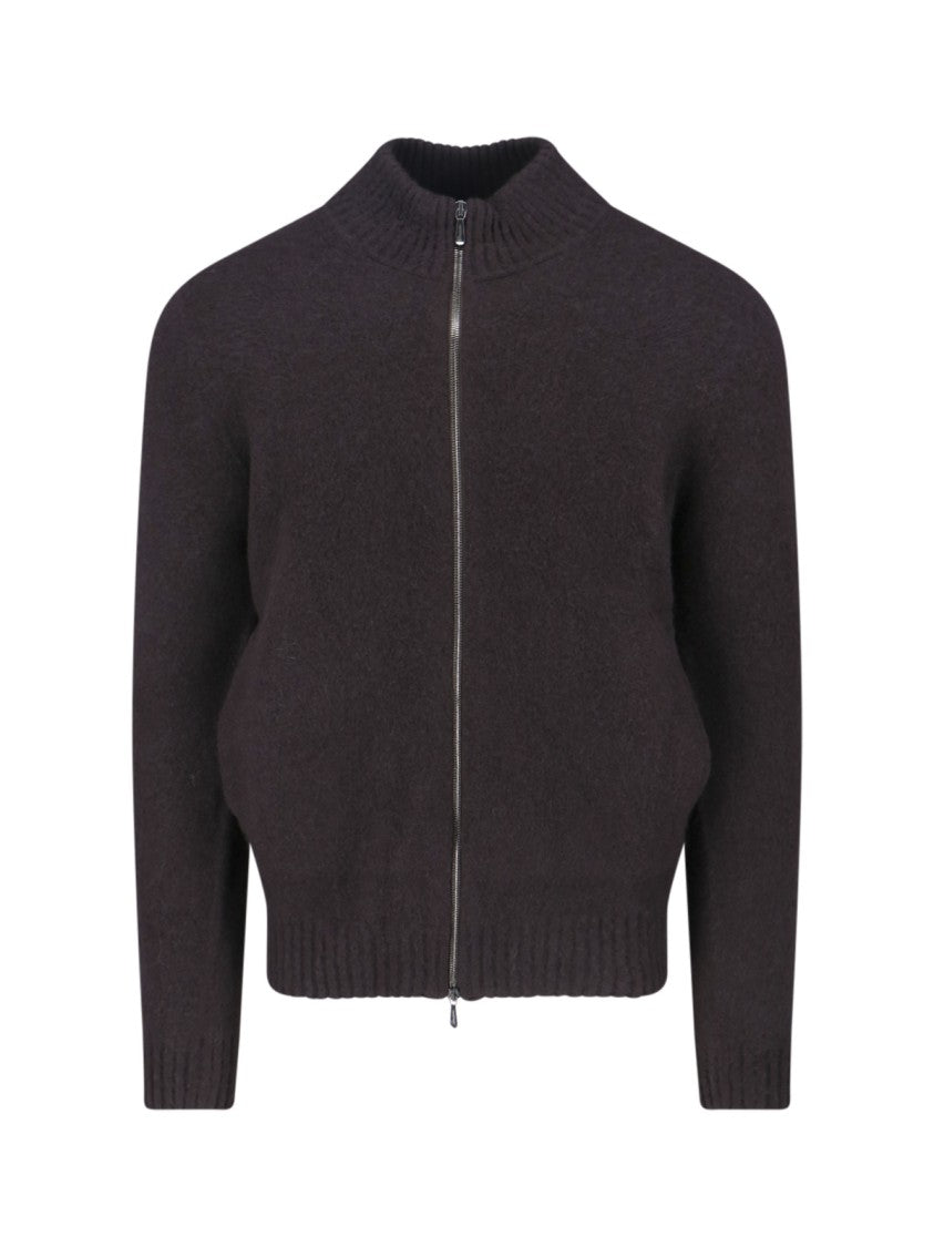Drumohr Classic Knit Brown Sweater With Ribbed Details
