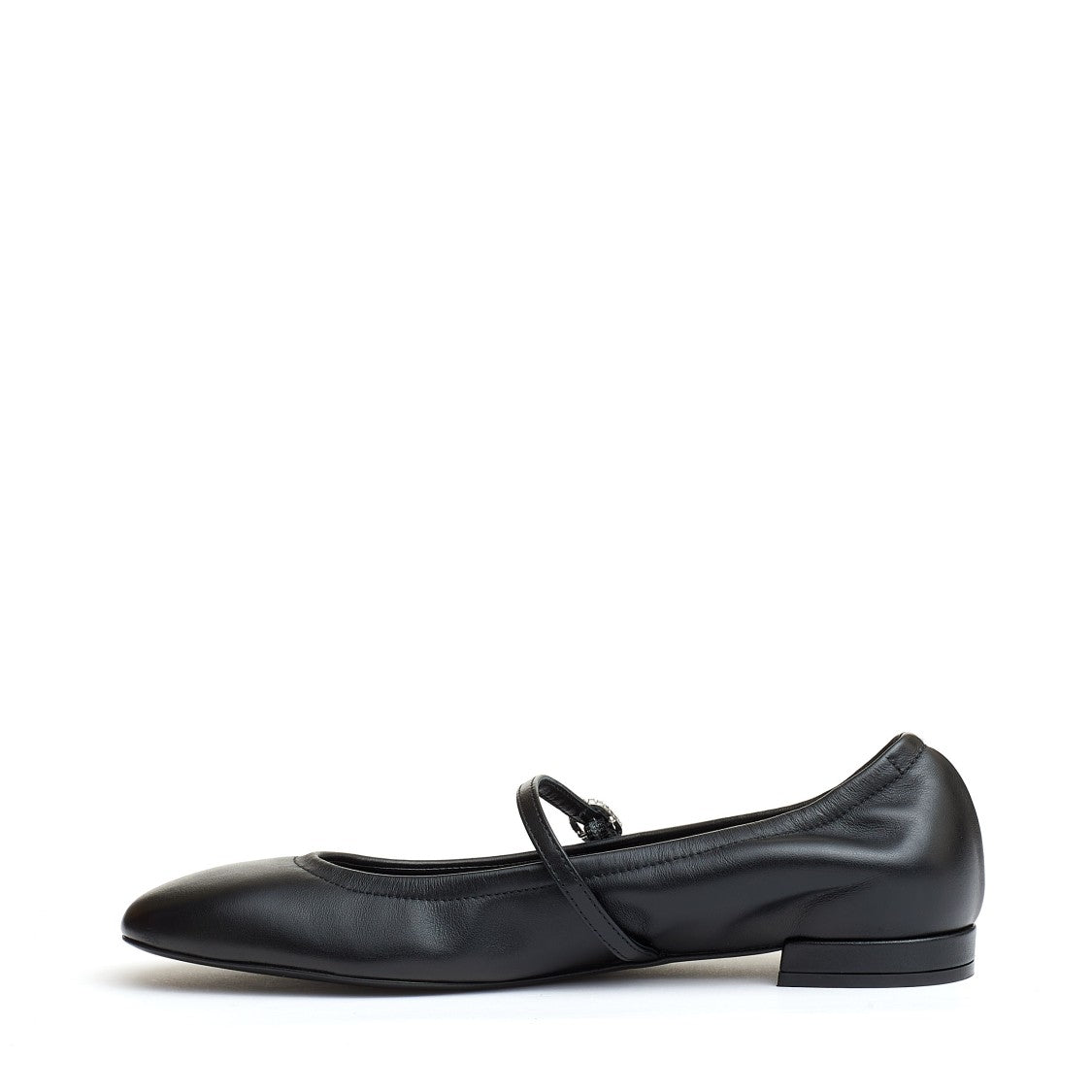 Stuart Weitzman Ballerina With Strap Black Leather