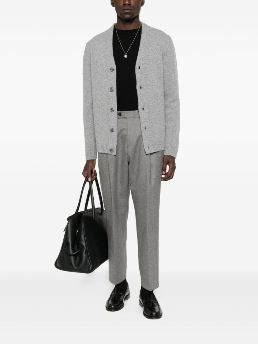 Daniele Fiesoli Tailored Grey Wool Cardigan With Classic V-Neck