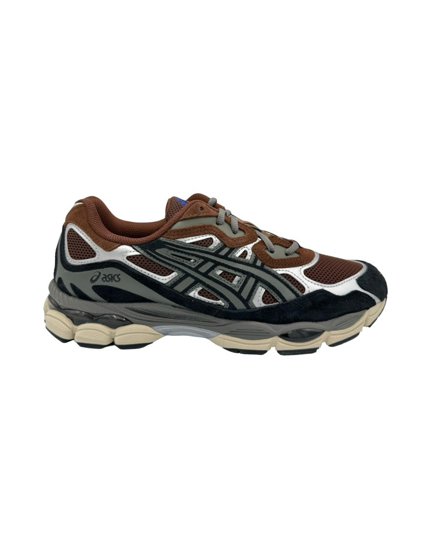 Asics Layered Brown Mesh Sneakers With Beige Sole