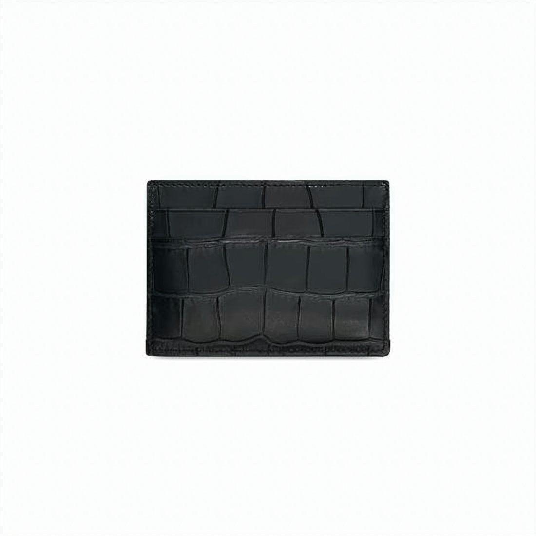 Balenciaga Textured Calf Leather Cardholder With Crocodile Pattern