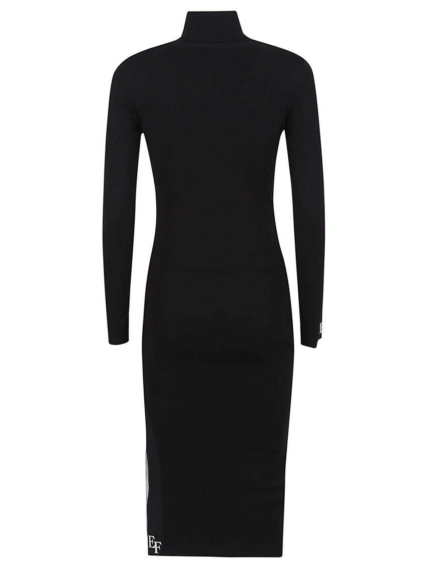 Elisabetta Franchi High Neck Black Knit Dress