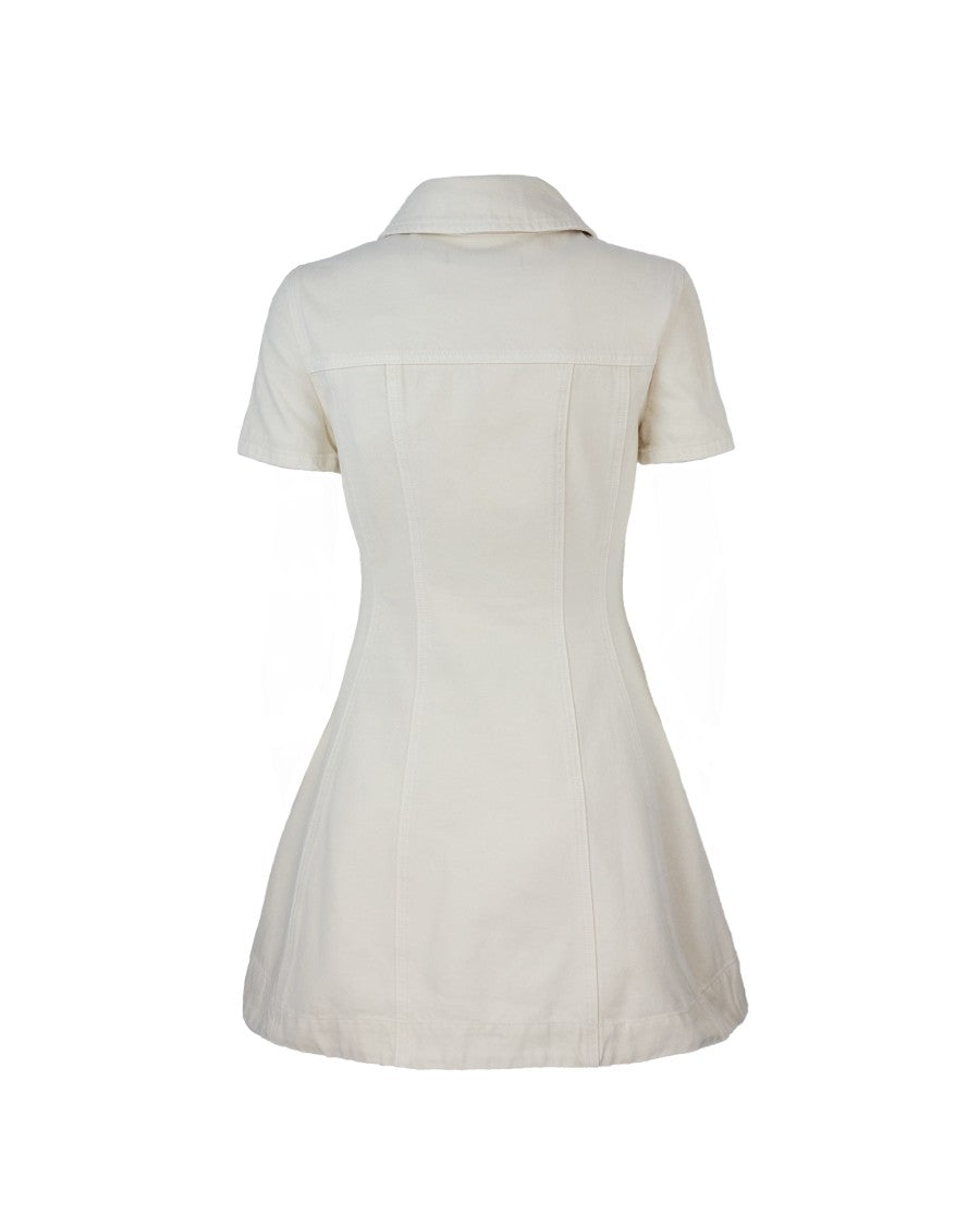 Self-Portrait Cream Collared Denim Mini Dress