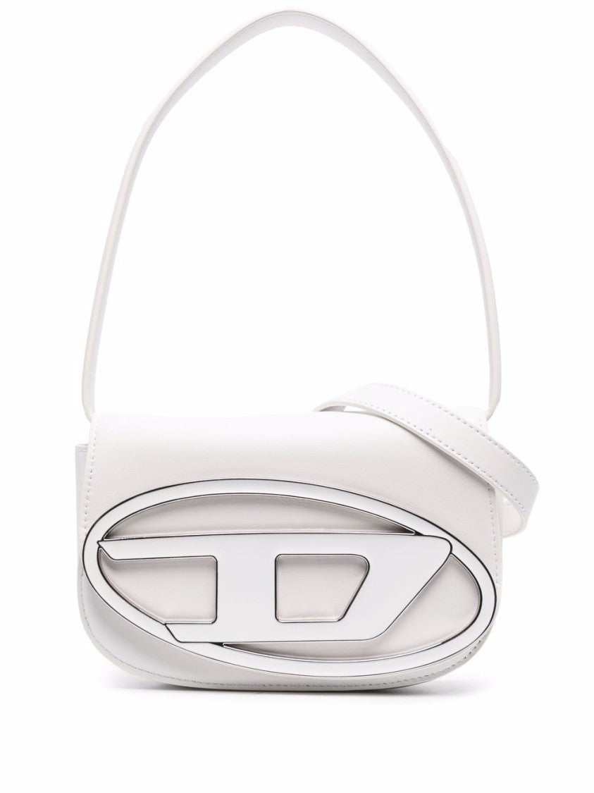 Diesel Structured White Handbag With Metallic Logo Accent