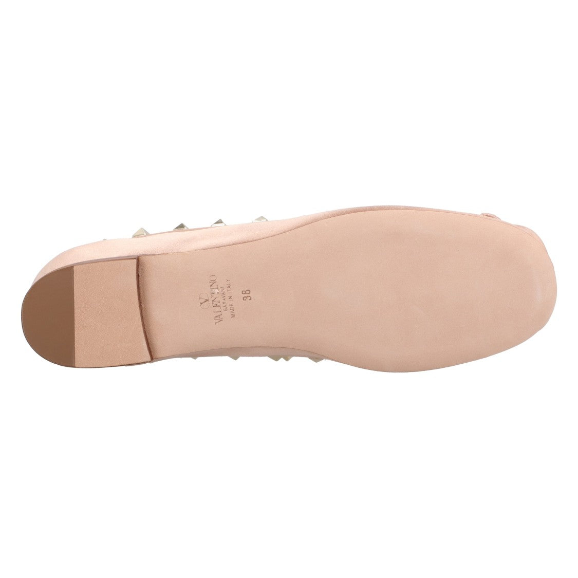 Valentino Rockstud Satin Ballerinas Nude