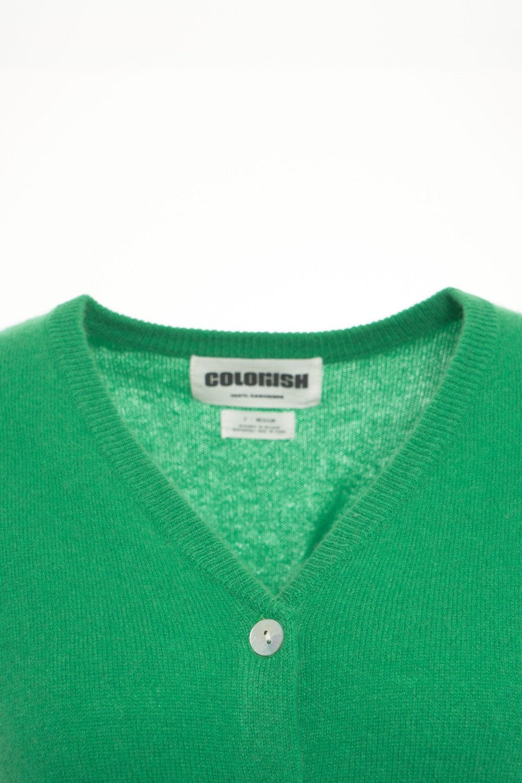 Crush Cashmere Gilet With V-Neck And Button Closure