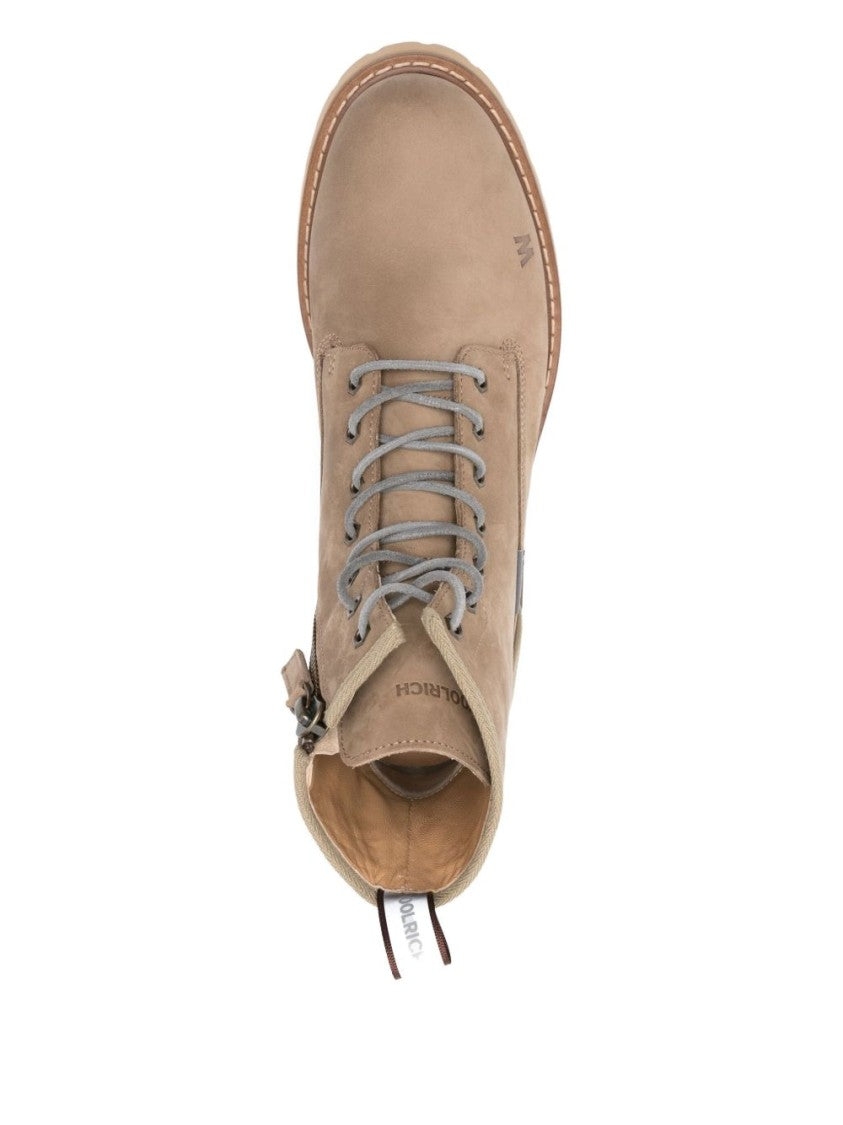 Woolrich Leather Ankle Boots With Lace-Up Design
