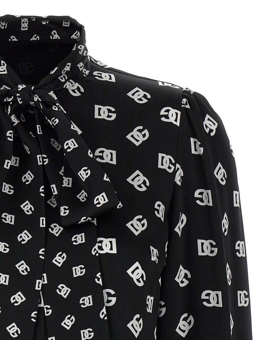 Dolce & Gabbana Silk Twill Shirt With Lavallière Collar