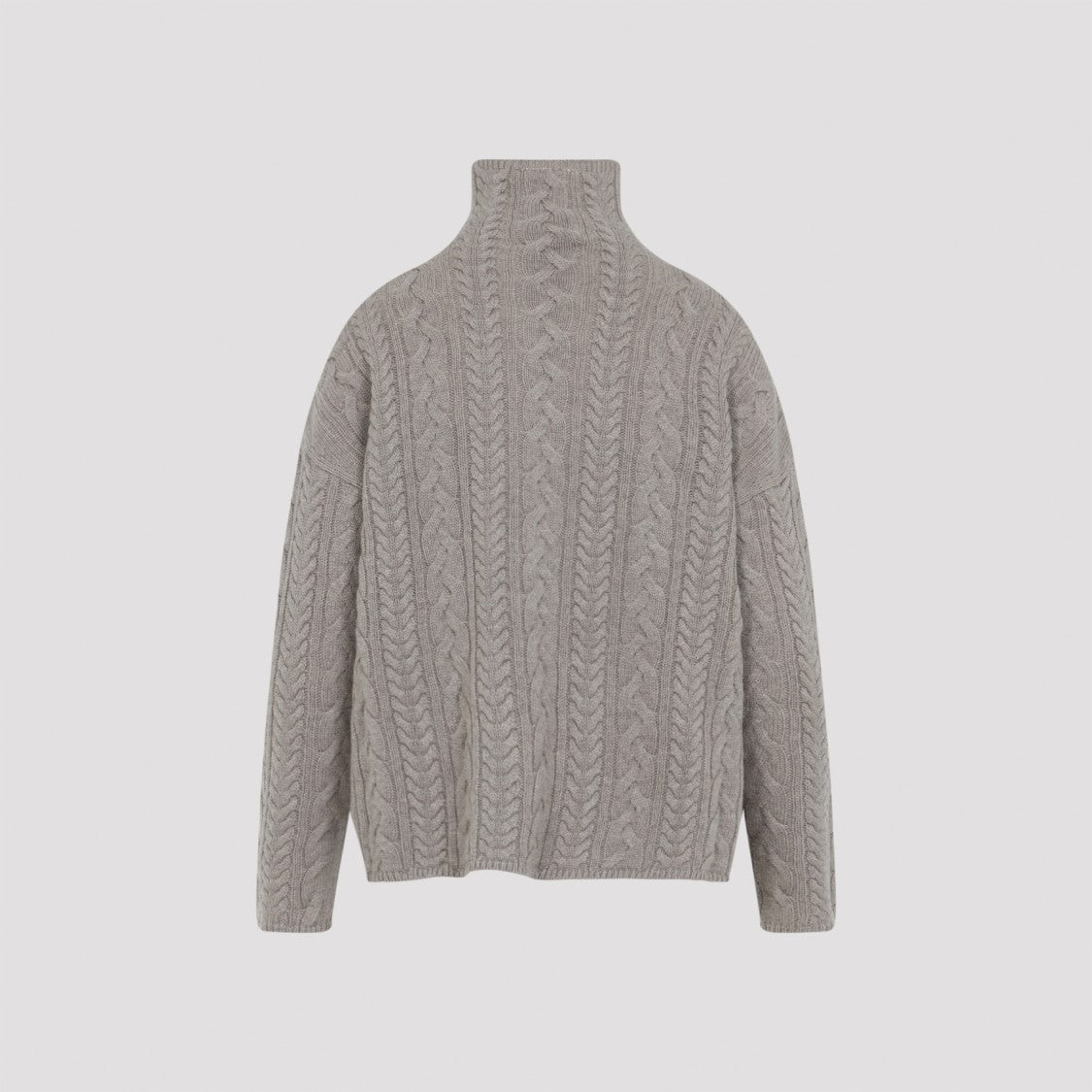 Max Mara High Neck Cable Knit Sweater