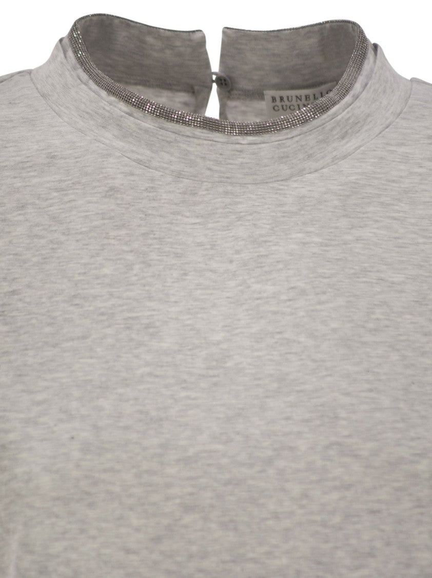 Brunello Cucinelli Stretch Cotton Jersey T-Shirt With Precious Faux-Layering