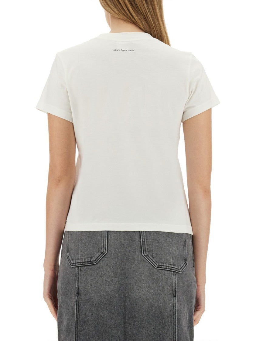 Courrèges Vertical Logo Design T-Shirt