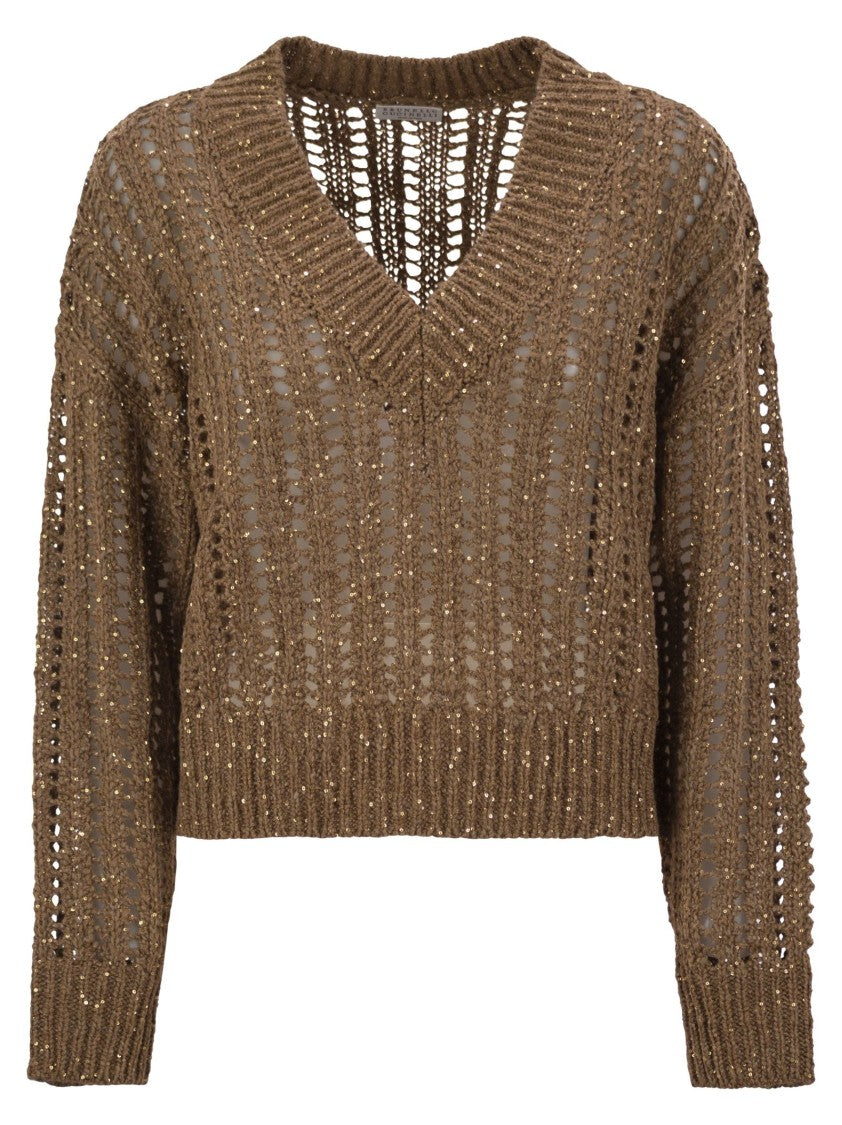 Brunello Cucinelli Silk And Linen V-Neck Sweater