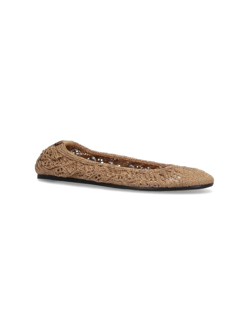 Isabel Marant "Belna" Crochet Ballerinas – Gold