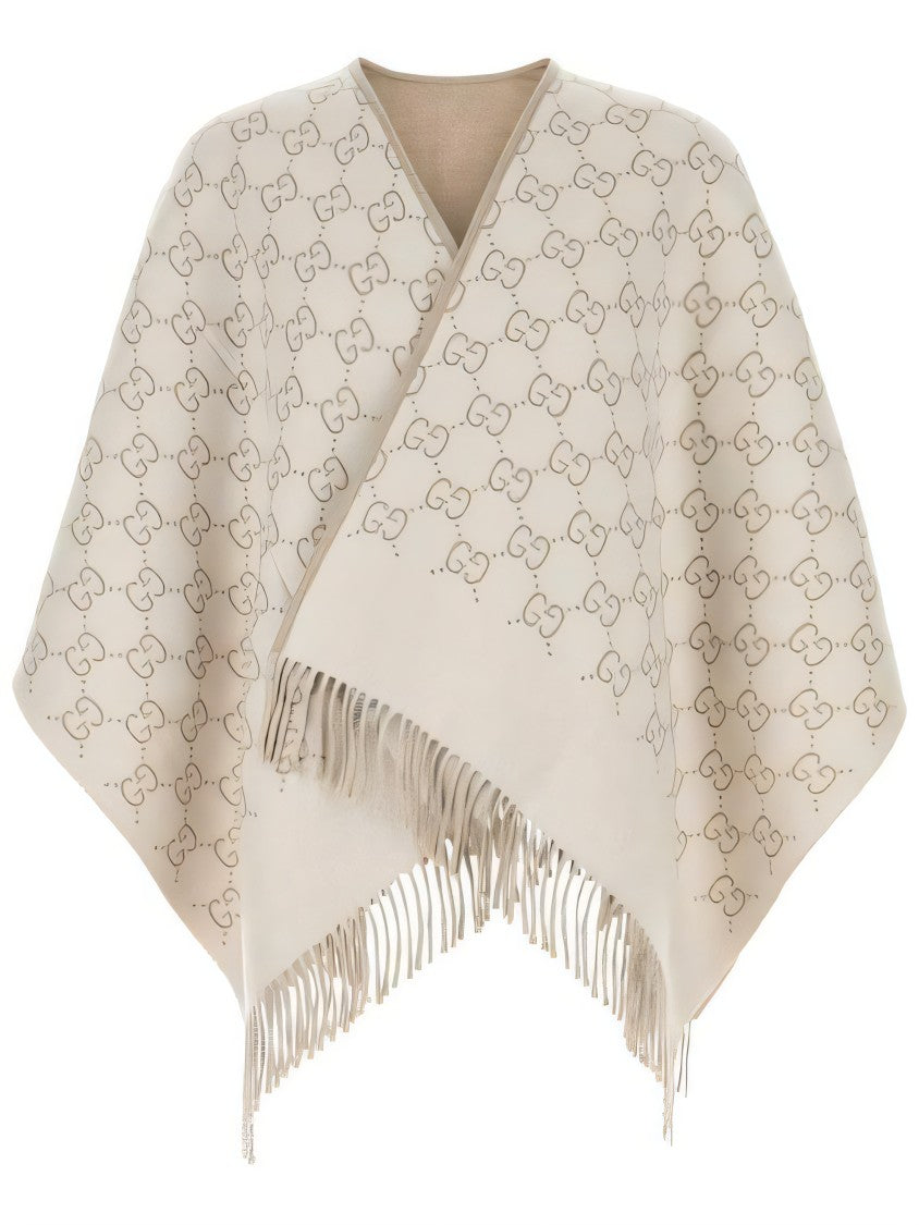 Gucci Wool Cape With Interlocking Pattern