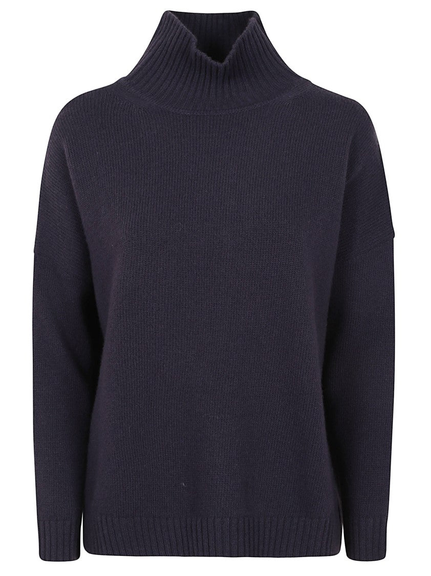 Max Mara Overfit Blue Wool Turtleneck Sweater