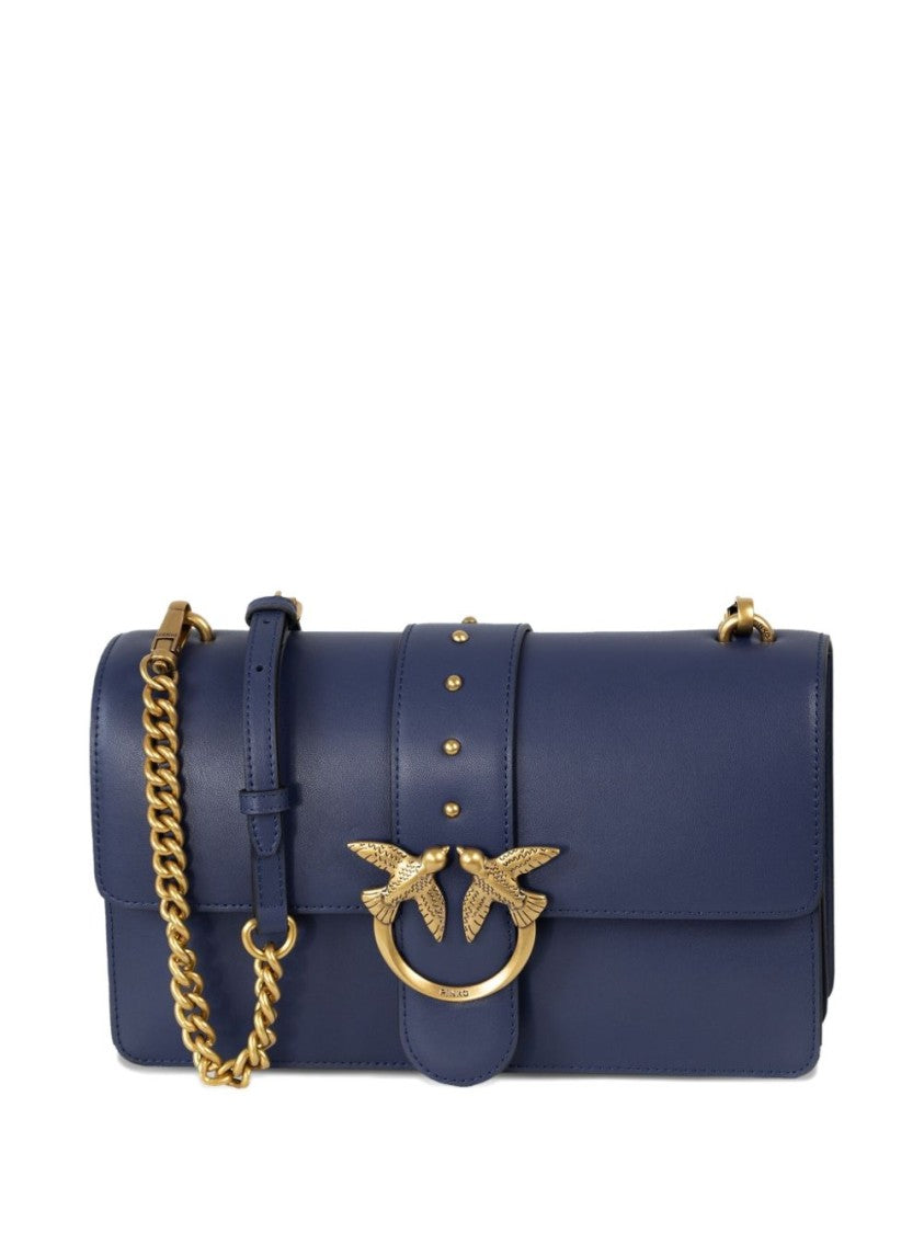 Pinko Rectangular Blue Leather Handbag