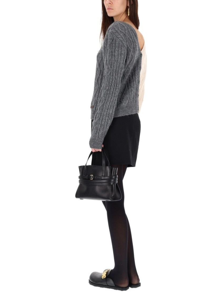 Moschino Two-Tone Cable-Knit Sweater With Reversible Design