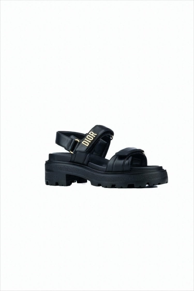 Christian Dior Sole Black Sandals With Adjustable Ankle Strap