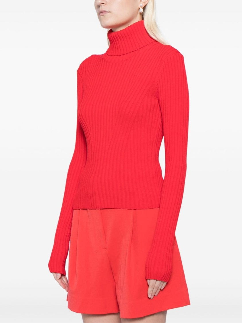 Staud Cardinal Red Roll Neck Sweater