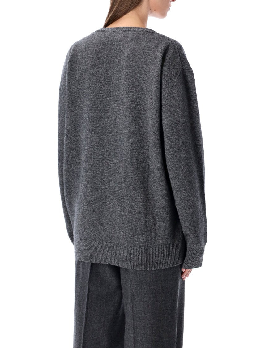 Rhea Oversize Knit Sweater With Deep V-Neckline