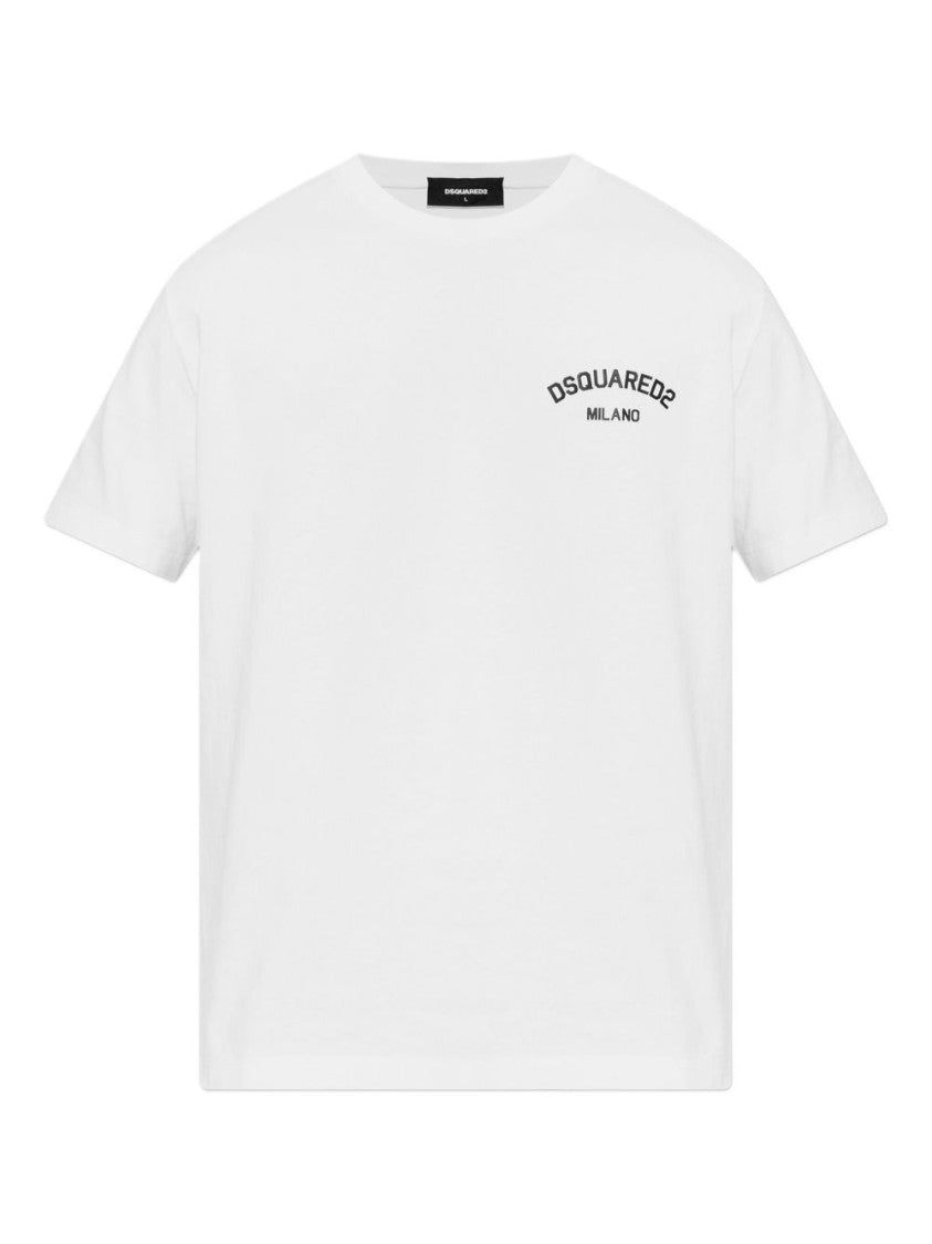 Dsquared2 White Cotton T-Shirt With Logo Print