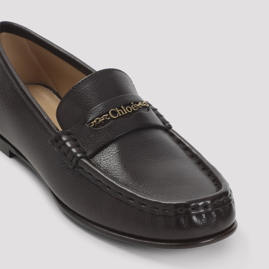 Chloé Sooty Brown Leather Loafers