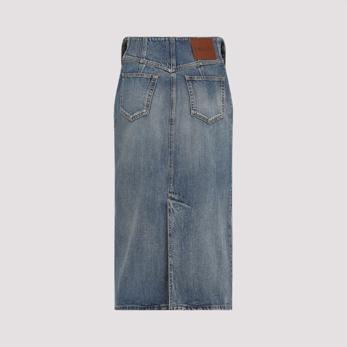 Alexander Mcqueen Blue Cotton Midi Skirt